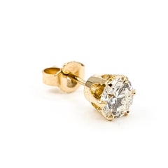 Orecchini a bottone con diamante rotondo da 1,00 CTW incastonati a sei griffe in oro giallo 14K