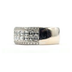 1.80 CTW Square and Round Diamond Wide Bridal Ring in 18K White Gold