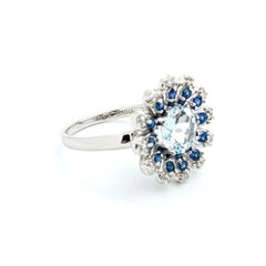 Aquamarin & Saphir Ring aus 10k Weißgold