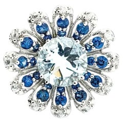 Aquamarin & Saphir Ring aus 10k Weißgold