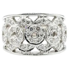 18K White Gold Diamond Openwork Band Ring