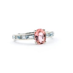 Pink Tourmaline & Aquamarine Ring in 14k White Gold