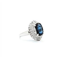 Striking Sapphire & Diamond Ring in Platinum