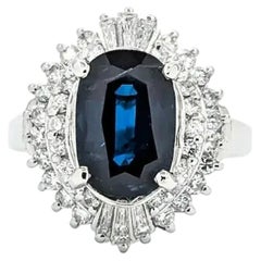 Striking Sapphire & Diamond Ring in Platinum