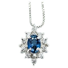 Sapphire & Diamond Pendant Necklace in Platinum