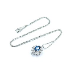 Sapphire & Diamond Pendant Necklace in Platinum
