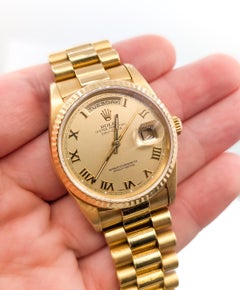 1997 Rolex Day-Date 36 President Champagne Roman Dial 18K Yellow Gold Watch