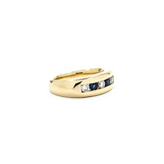 Sapphire and Diamond Ring Channel Ring in 14k Yellow Gold