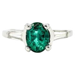 Luminous Emerald & Diamond Ring in Platinum