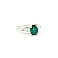 Luminous Emerald & Diamond Ring in Platinum
