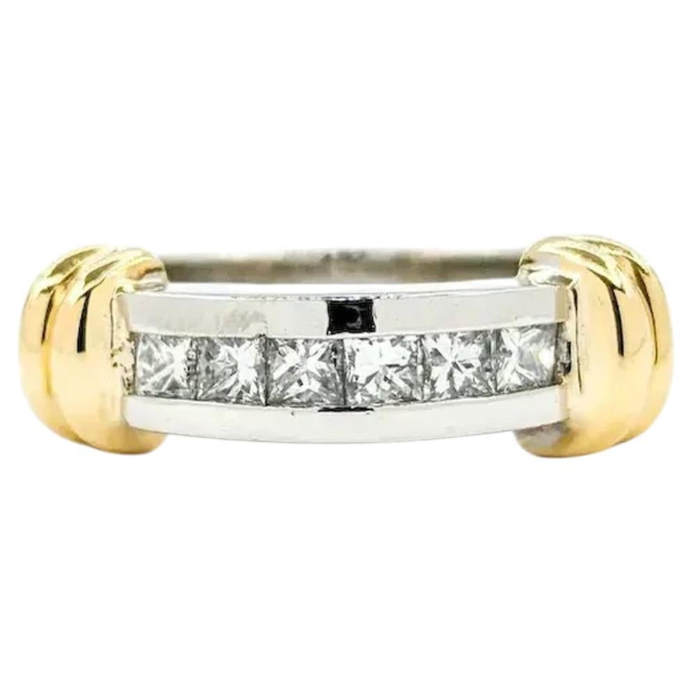 Diamond Band in Platinum & 18k Yellow Gold For Sale