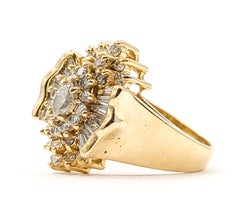 0.75 CTW Mixed-Cut Diamond Waterfall Cluster Ring in 14K Yellow Gold