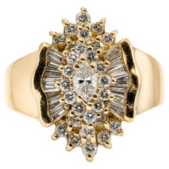 0.75 CTW Mixed-Cut Diamond Waterfall Cluster Ring in 14K Yellow Gold