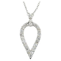 14K Weißgold Diamant Teardrop-Anhänger Halskette