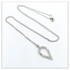 14K Weißgold Diamant Teardrop-Anhänger Halskette