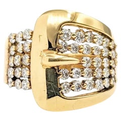 Diamond Belt Buckle Ring in 18k Yellow Gold