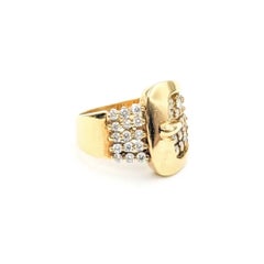 Diamond Belt Buckle Ring in 18k Yellow Gold