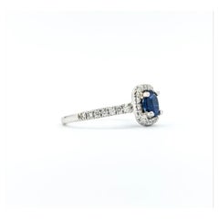 1,00 Karat Blauer Saphir & Diamant Ring aus 14k Weißgold