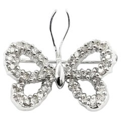 Diamond Butterfly Brooch in 14K White Gold