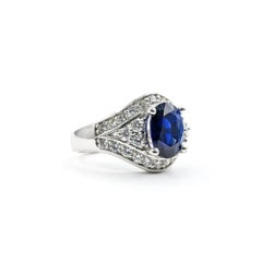 Sapphire & Diamond Ring in 14k White Gold