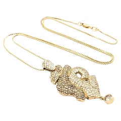 Champagne & White Diamond Twist Pendant Necklace in 14k Yellow Gold