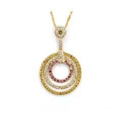 Concentric Diamond Circle Pendant Necklace in 14k Yellow Gold