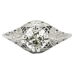 Romantic Old Mine Cut Diamond Ring in Platinum