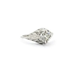 Romantic Old Mine Cut Diamond Ring in Platinum