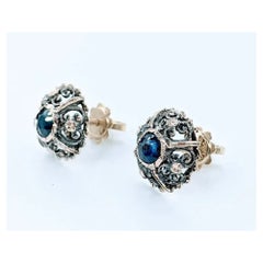 Antique Sapphire Earrings in 18k Yellow Gold