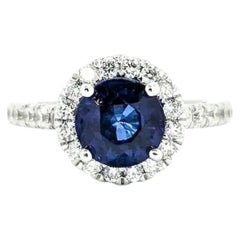 Sapphire & Diamond Ring in 14k White Gold