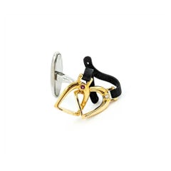 Ruby & Diamond Horse Stirrup Cufflinks in 18k Two-Tone Gold