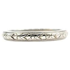Ornate Floral Band Ring in 18k White Gold