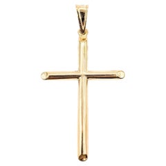 Pendentif croix polie en or jaune 18k