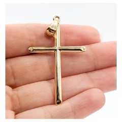 Pendentif croix polie en or jaune 18k