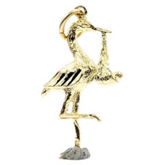 Stork Pendant in 14k Yellow Gold