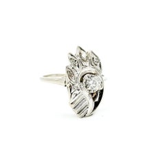 Vintage Asymmetrical Diamond Ring in 14k White Gold