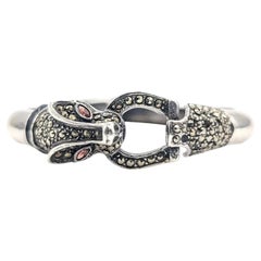 Panther Marcasite Bangle Bracelet in Sterling Silver