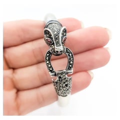 Panther Marcasite Bangle Bracelet in Sterling Silver
