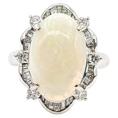 Vintage Opal & Diamond Cocktail Ring in Platinum