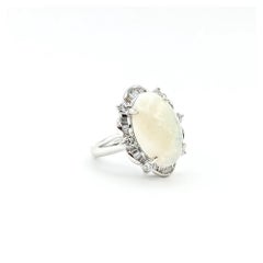 Vintage Opal & Diamond Cocktail Ring in Platinum