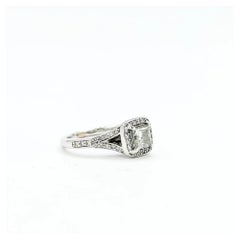 Anillo Arquitectónico de Diamantes Princesa con Vástago Abierto en Oro Blanco de 14k