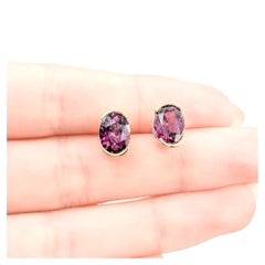 Rich Grape Garnet Stud Earrings in 14k Yellow Gold