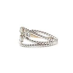 Beaded Diamond Criss Cross Ring in 14k White Gold