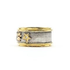 Celestial Diamond Moon, Sun & Star Ring in 18k Two Tone Gold