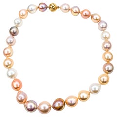 Multicolor Baroque Pearl Strand Necklace with 14K Yellow Gold Clasp