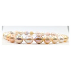 Multicolor Baroque Pearl Strand Necklace with 14K Yellow Gold Clasp