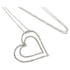 Collar Corazón de Diamantes en Oro Blanco de 14k