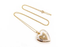 Diamond Heart Locket Pendant in 14k Yellow Gold