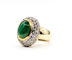 Halo Jade & Diamond Ring in 18k Yellow Gold