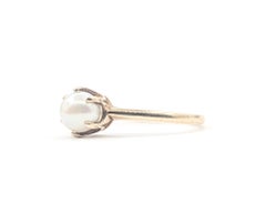 Anello solitario vintage con perla in oro giallo 10k